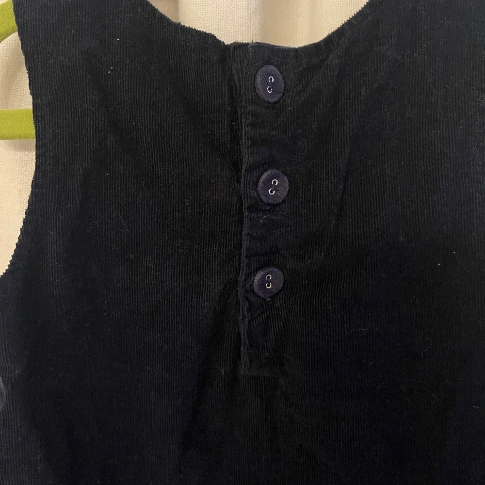 JoJo Maman Bebe Navy Corduroy Dress with Pink Peacock Embroidery